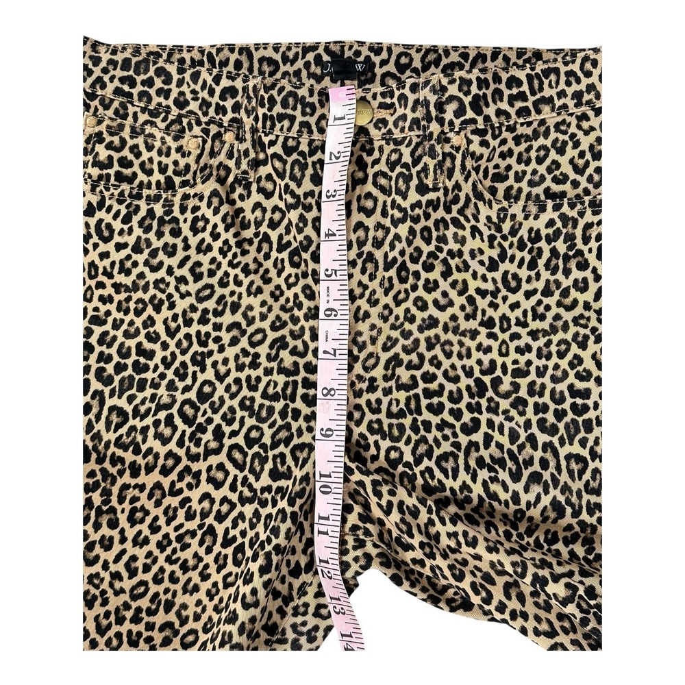 J Crew Pant Size 28 LEOPARD PRINT Zip Button Cropped‎ Stretch Skinny Leg - Picture 11 of 16